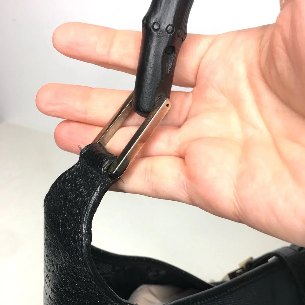 Authentic Gucci Jackie hobo bag black canvas